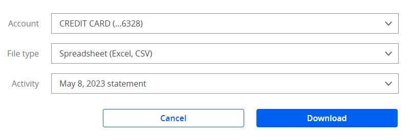 Download Chase statement as csv